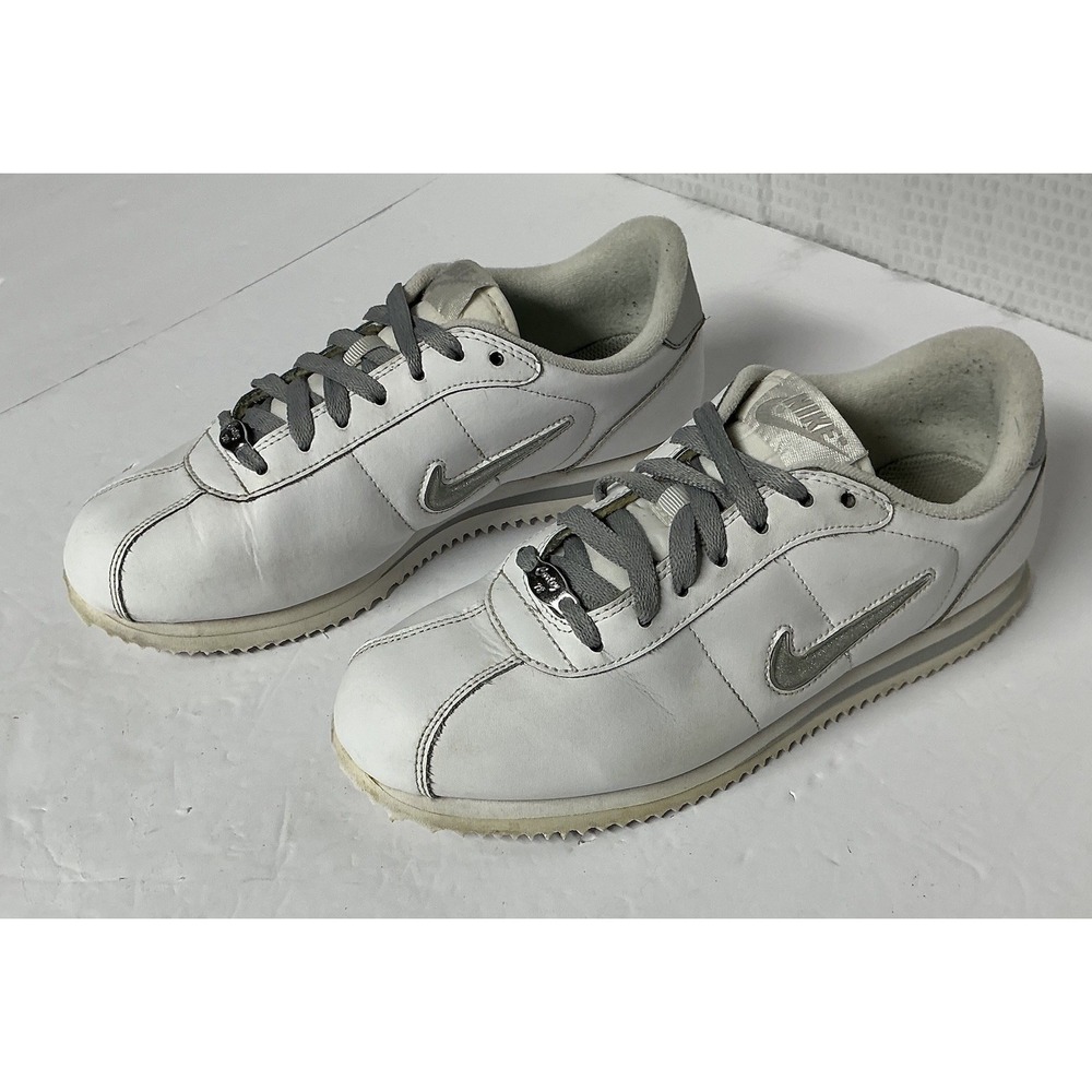 Nike Cortez 72' White Leather Metallic Sparkle Swoosh Women's Size 9 511473-102